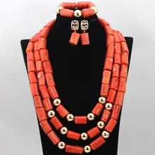Фантастический Африканский коралловый Свадебный Модный комплект ювелирных изделий большой Коралл эффектное ожерелье с бусинами комплект нигерийской свадьбы CNR499