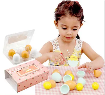MamimamiHome Baby Puzzle Toys 6pc/1set Wooden Miniature Simulations Cute Small Eggs Children Waldorf Food Toy Kid's Kitchen Toys simulations