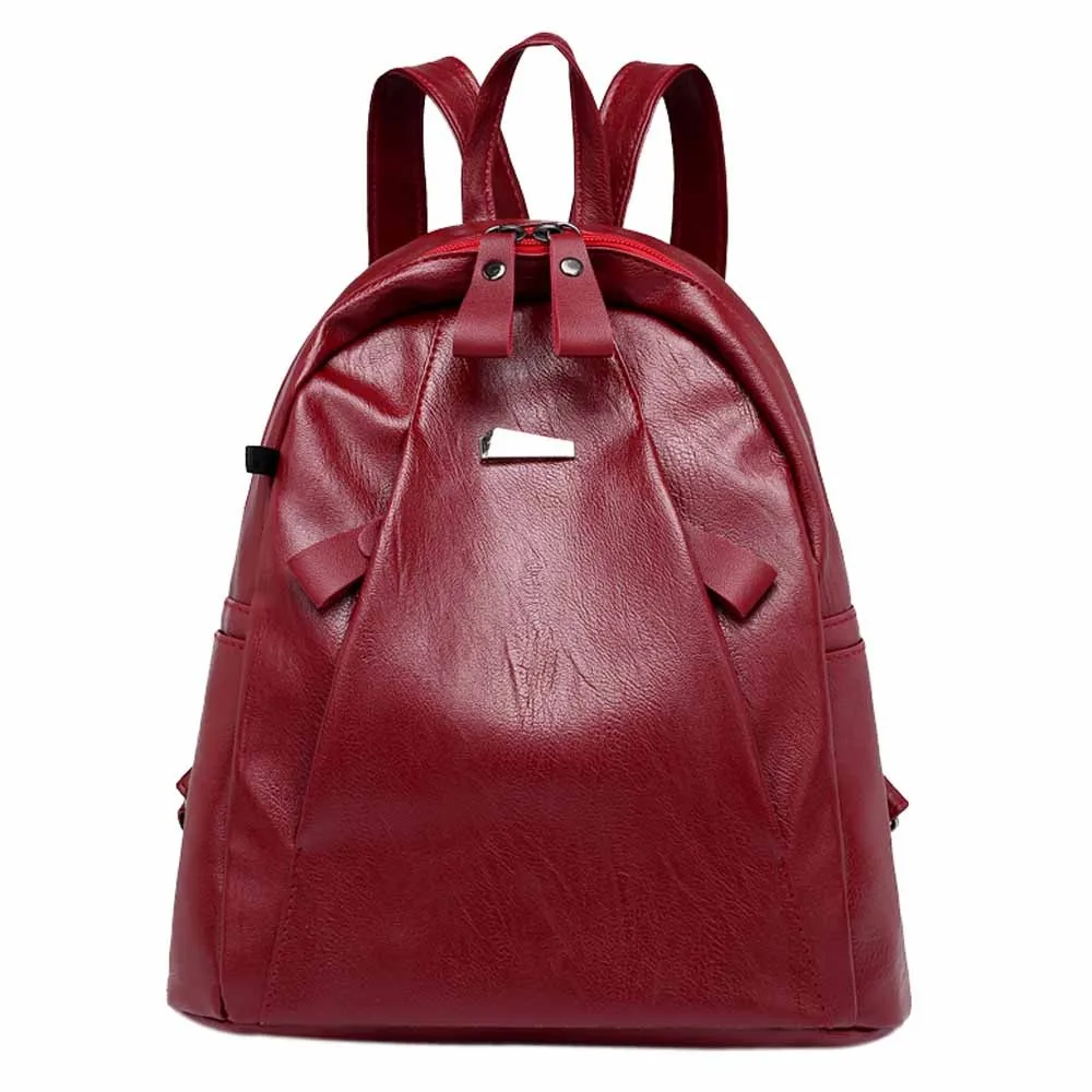 Женский рюкзак с защитой от взлома, повседневные двойные студенческие сумки с гарнитурой, Школьный Рюкзак Для Путешествий, водонепроницаемый рюкзак из искусственной кожи на молнии# Zer - Цвет: Wine