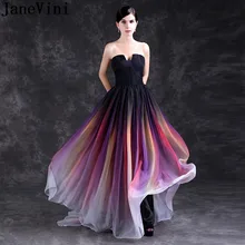 JaneVini Elegant Gradient Bridesmaid Dress Plus Size Long Strapless Colorful Prom Wedding Party Chiffon Dress Abendkleider