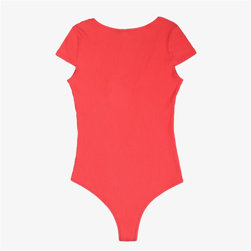 Cotton Red Sexy Women Jumpsuit 2017 Hot Sale Short Sleeve Tight