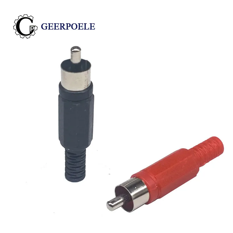 

10 pcs/lot 5 Black and 5 Red Plastic RCA AV Plug Connectors Plastic Housing Stereo Audio Plug Channel Dual Connector DIY
