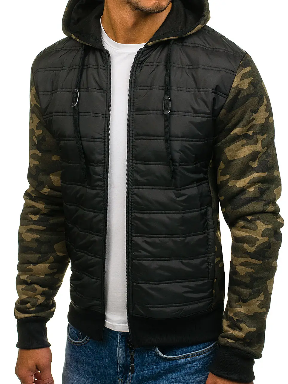 ZOGAA куртка мужская парка верхняя одежда военный камуфляж с капюшоном пальто мужская хлопковая стеганая куртка - Цвет: Черный