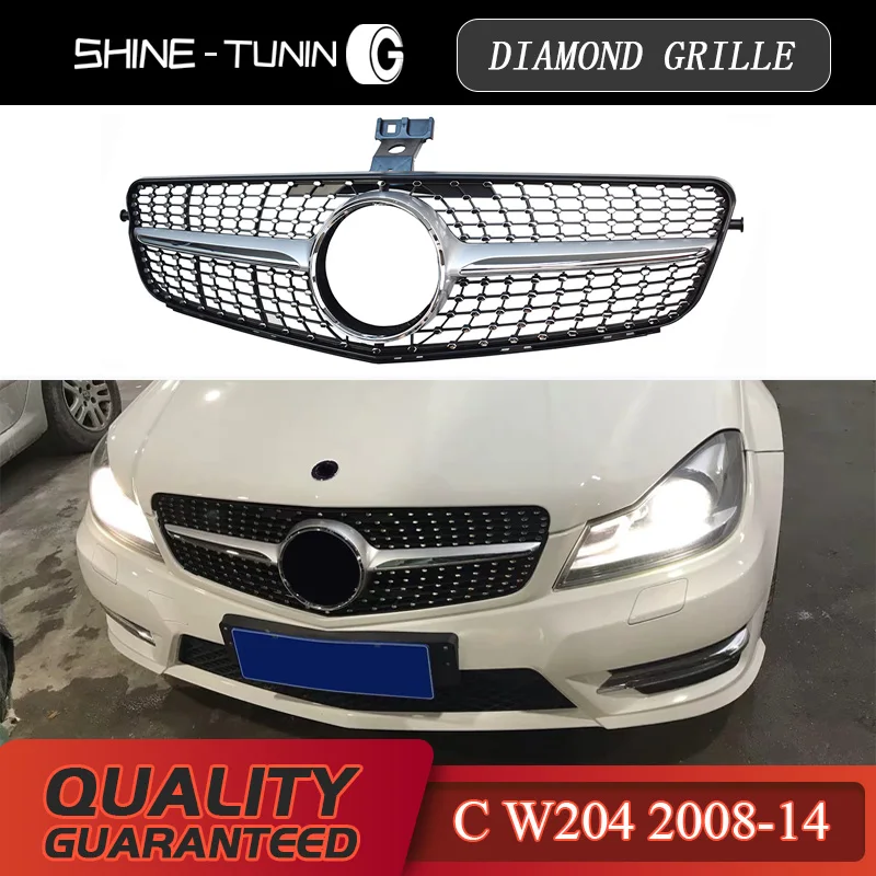 

Front grille Suitable for Mercedes Benz C Class W204 Diamond grille C180 C200 C300 C250 C350 2008-14 with emblem