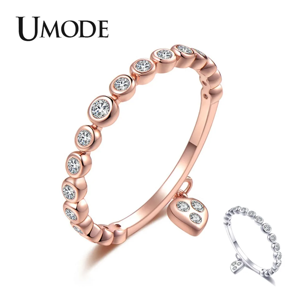 Модные обручальные кольца UMODE с кристаллами в форме сердца модные ювелирные
