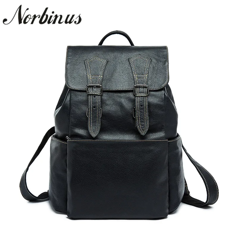 

Norbinus Men Genuine Leather Backpack Cowhide Luxury Trend Designer Daypack School Bags for Teenager Boys Male Travel Backpacks