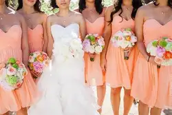 2016 простое короткое пляжное платье для подружки неветы оранжевые платья для подружки невесты Дешевое платье для вечеринки высокого