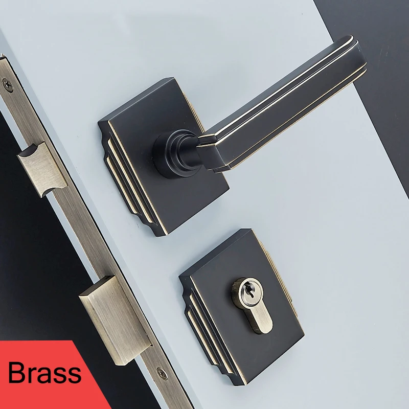 1set Solid Brass Interior Door Handlesets For 35 50mm Doors