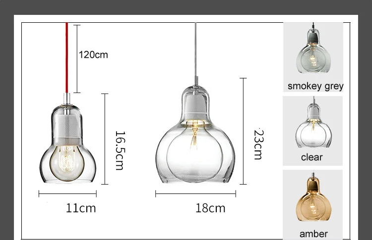 Современный подвесной светильник для кухни, большая лампочка, абажур, стеклянный подвесной светильник для кафе, Домашний Светильник, Светильники для бара, Подвесная лампа
