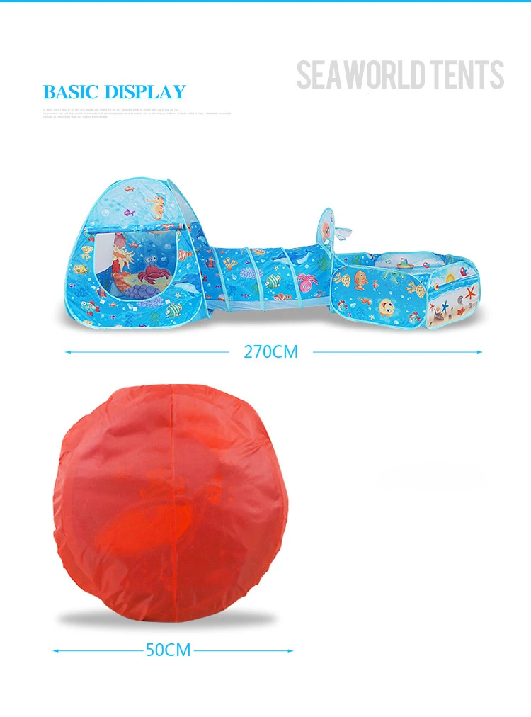 Toys Tunnel Tent Ocean Series Cartoon Game Ball Pits Portable Pool Foldable Children Outdoor Sports Educational Toy With Basket