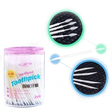 240 шт./кор. зубная щетка с двумя головками и зубочистка тончайший Пластик зубная нить с межзубная щетка Еда Класс чистки зубов ручки