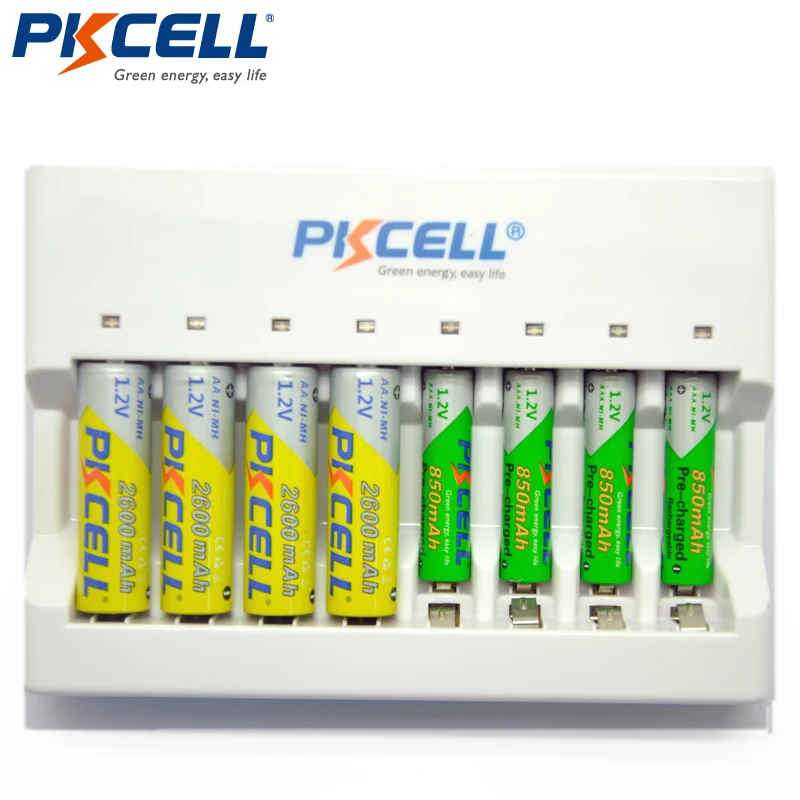 

1Pcs*PKCELL 8160 8 slot LED Battery Charger for Ni-MH Ni-Cd AA AAA Rechargeable Batteries Intelligent Charger EU/US Plug