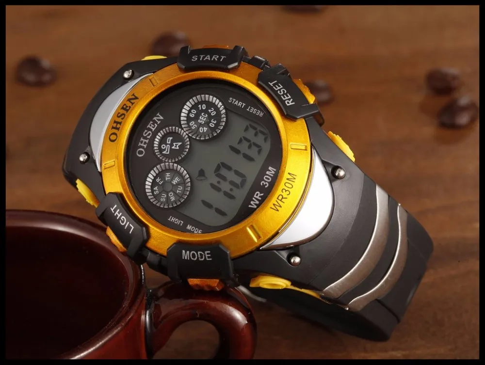 New Fashion Ohsen 0815 Quartz Kids Watches Boys Girl Xmas Gift Alarm Clock Sport Digital Watch LED Colorful Backlight Relojes (32)