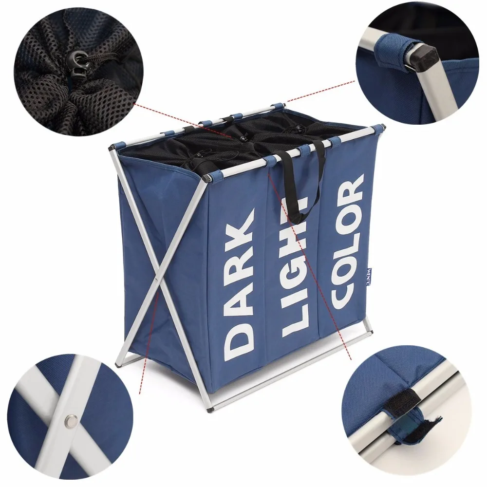 سلة الغسيل القذرة صندوق تخزين ملابس سلة الغسيل تعرقل للماء أكسفورد القماش ثلاثة شبكات تصنف سلة في الحمام سلة الغسيل القذرة صندوق تخزين ملابس سلة الغسيل تعرقل للماء أكسفورد القماش ثلاثة شبكات تصنف سلة في الحمام