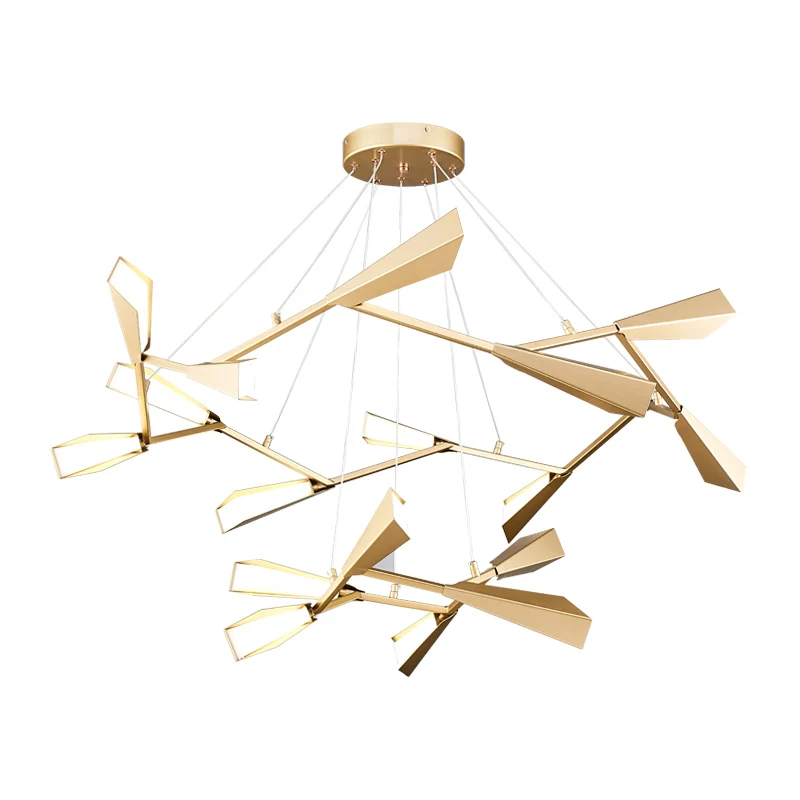 

Post modern LED pendant light art decoration gold color Iron art living room dining room shop restaurant villa lighting fixture