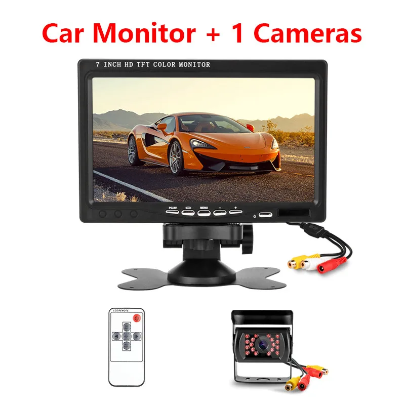 7 дюймов HD ips TFT lcd цветной многофункциональный автомобильный подголовник монитор заднего вида Поддержка HDMI VGA AV Беспроводная камера ночного видения для ПК - Цвет: with ONE camera