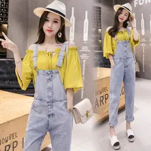 Новые джинсовые комбинезоны для женщин, облегчающие студенческий Джокер, тонкие легкие подтяжки