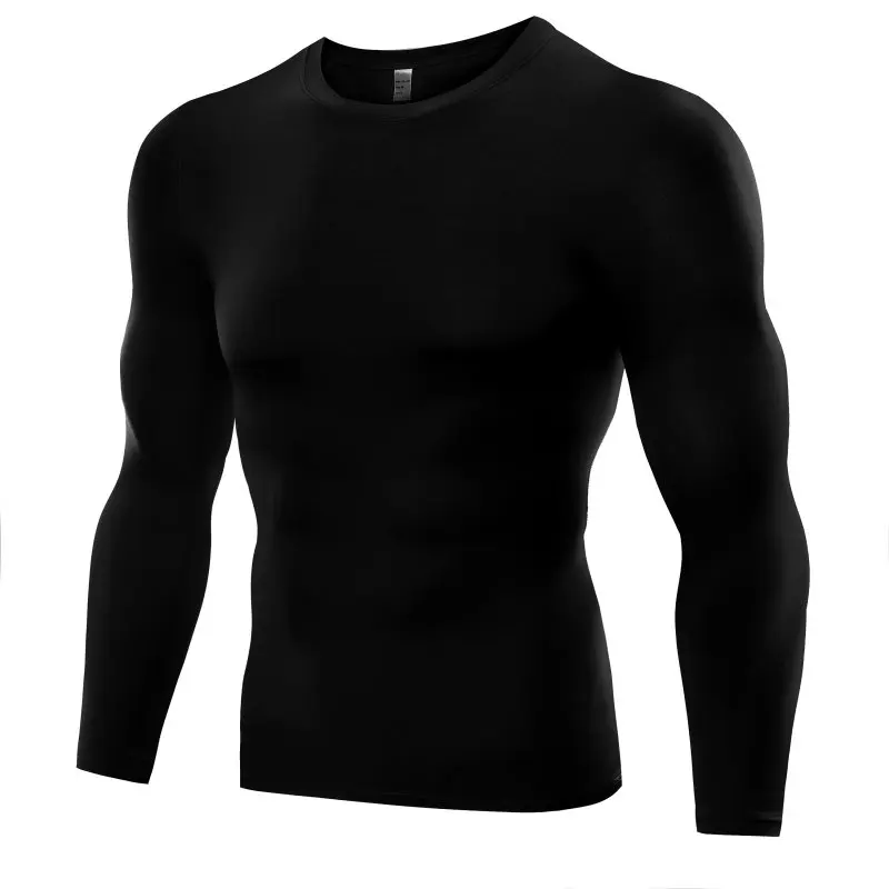 Мужские компрессионные рубашки для бодибилдинга, облегающие, с длинными рукавами, однотонная цветная одежда, ММА, для тренировок, фитнеса, спортивная одежда - Цвет: B