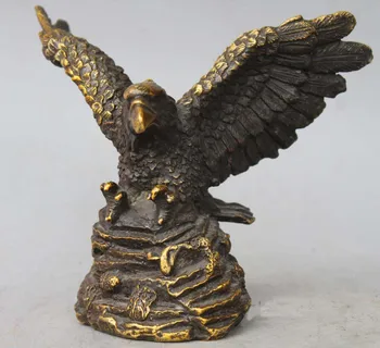 

China Copper gilt Wealth Fly Eagle Statue On Tree Branch Sculpture