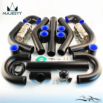 

2.36" 60mm Universal Intercooler Pipe Piping Kit + BOV Turbo Blow Off Valve Kit Black