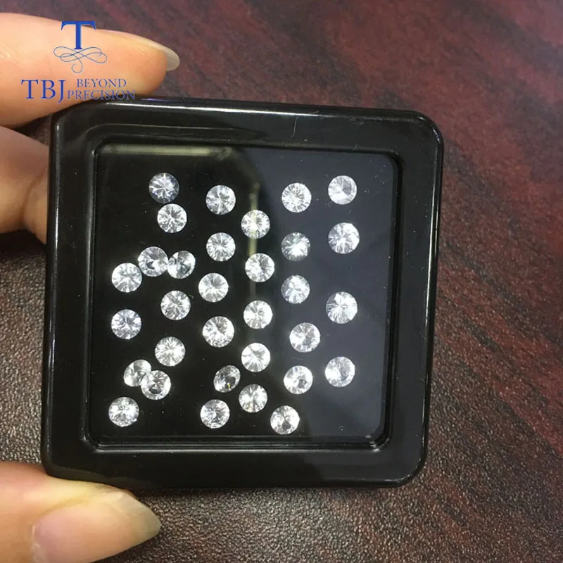 Tbj ,Natural White sapphire round 4.0mm 0.4ct diamond cut，for diy jewelry