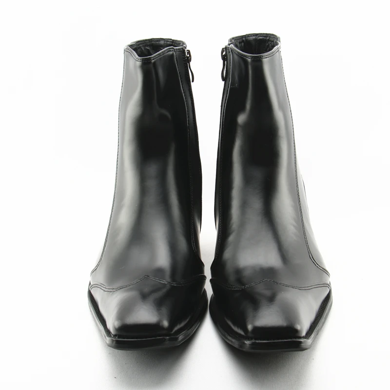 Zipper Hombres As Square Tacón Choo Eunice Vestido Moda Botines Zapatos Negocios Toe De Botas Picture Chunky Cuero Negro Alto Auténtico qwIqtnAx
