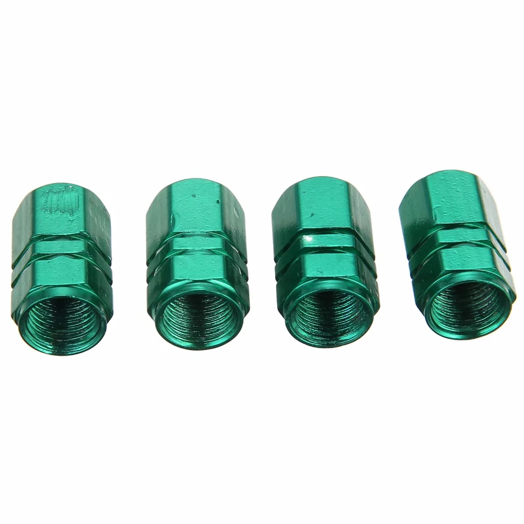 Mayitr 4pcs Universal Aluminum Car Wheel Tire Tyre Valve Air Stem Cap Cover Green Lightweight for Preventing Leakage