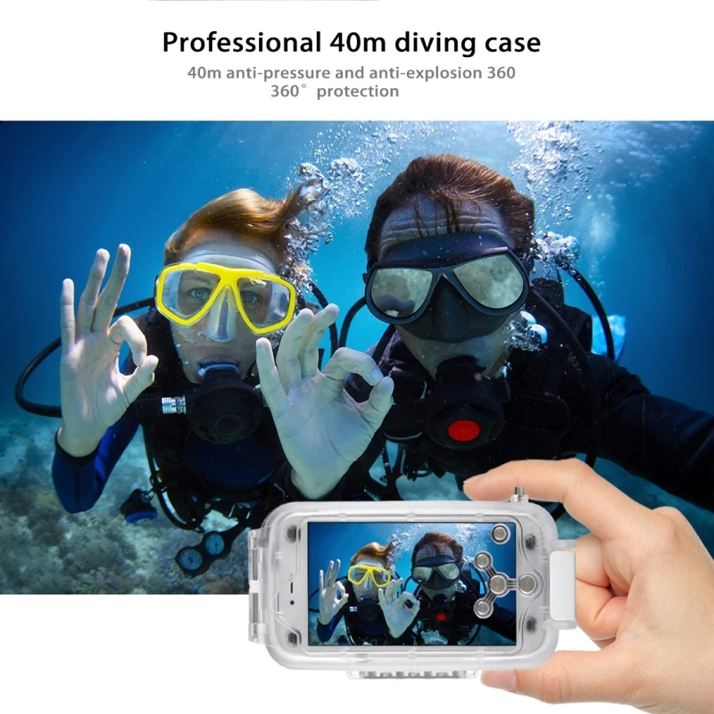For iPhone 7 Plus Case 40m/130ft Underwater Camera Housing Photo Taking Waterproof Diving Case Cover for Apple iPhone 8 plus