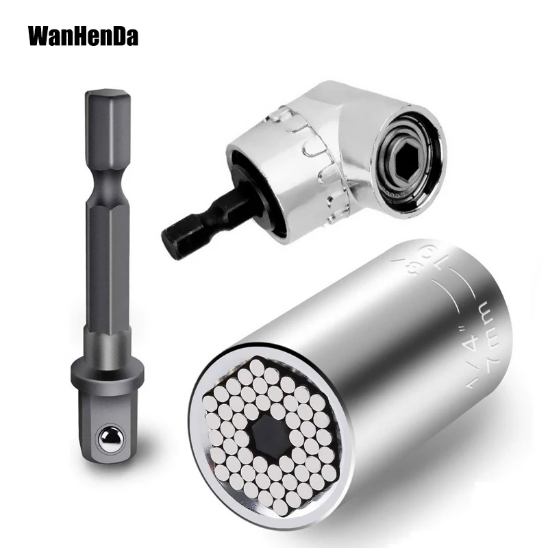 

Universal Socket Wrench Power Drill Adapter Set and 105 Degree Right Angle Extension 1/4" Drill Bit Multi-Function Hand tool set