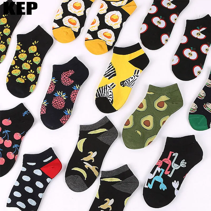 Летняя мода Harajuku, корейские забавные счастливые носки для женщин, Мультяшные фрукты, еда, креативная картина лодки, носки, мягкие популярные трендовые подарки для девочек