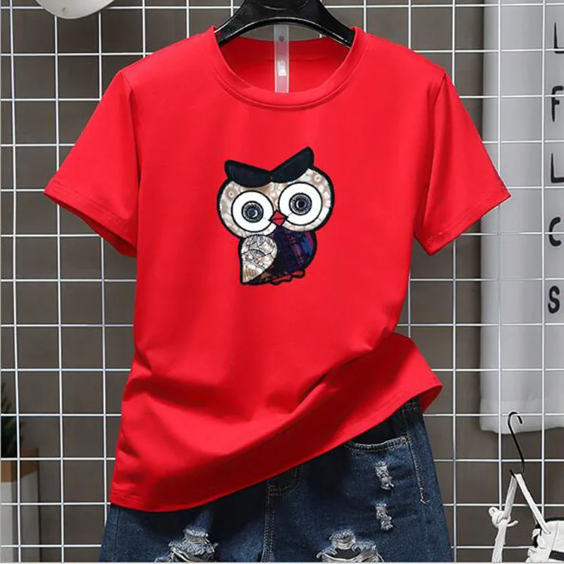 جميل البومة طباعة امرأة T قميص الربيع الصيف نمط جديد قصير الأكمام يا الرقبة المرأة قمم عارضة سليم المحملة قميص النساء جميل البومة طباعة امرأة T قميص الربيع الصيف نمط جديد قصير الأكمام يا الرقبة المرأة قمم عارضة سليم المحملة قميص النساء