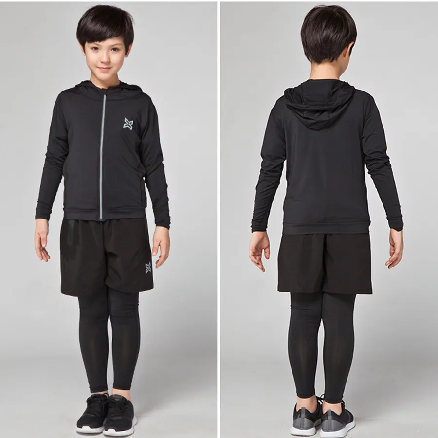 

Kids Sport Clothes Running Jackets Set Soccer Fitness Tights Shorts Shirts Pants Leggings Compression Base Layer Reflective Suit