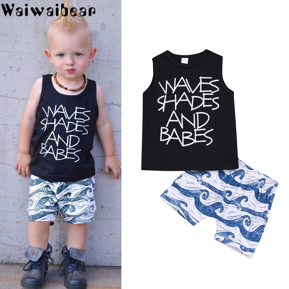 Waiwaibear Summer New Baby Suits Newborn Baby Boys Clothe Vest + Short Pants 2PCS Sets Baby Infant Clothing Sets ZT12