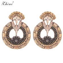 Vintage Crystal Stud Earrings For Women Trendy Wedding Party Bohemian Design Rhinestone Earrings Christmas Jewelry Wholesale