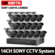 16CH AHD 1080P NVR DVR CCTV System Kit 16CH AHD DVR Recorder + IR 30M Outdoor Bullet Security SONY 1200TVL HD Camera System Kit