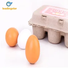 LeadingStar 6 шт. деревянный Пасхальный яичного желтка, ролевые Детские прикольные игрушки 3 Whie и 3 желтый zk30