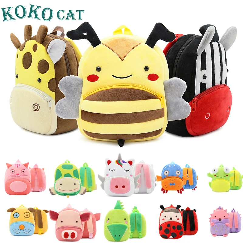  Mini Kindergarten 1-3 Year Old Toddler Book Cartoon Kid Plush Unicorn Backpack Plush Animal Childre - 32921572303