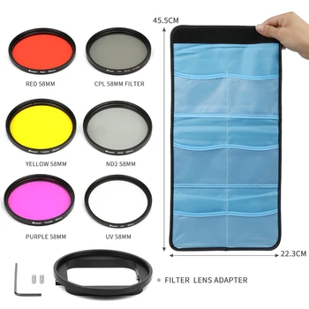 

6 in 1 58mm/52mm Filter for GoPro Hero 7 5 6 4 3+ Black Silver Waterproof Case Diving Filter for Go Pro 7 6 Accessory Set