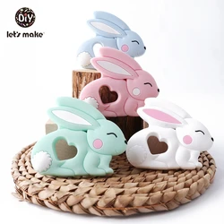 Baby Teethers Silicone Teething Toy 1pc DIY Pacifier Clips Cartoon Rabbit Newest Baby Product Food Grade Patent owner Let's Make