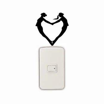 

KG-226 Jumping Heart Shape Wall Decal - Teen Girl Room Decor - Two Girls jumping Switch Sticker Home Wallpaper