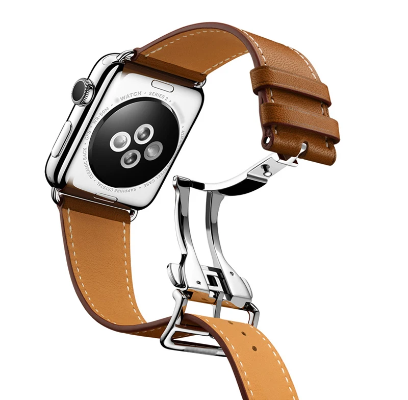 Ремешок с пряжкой URVOI для apple watch series 5 4 3 2 1 ремень iwatch одним туром кожаный ремешок