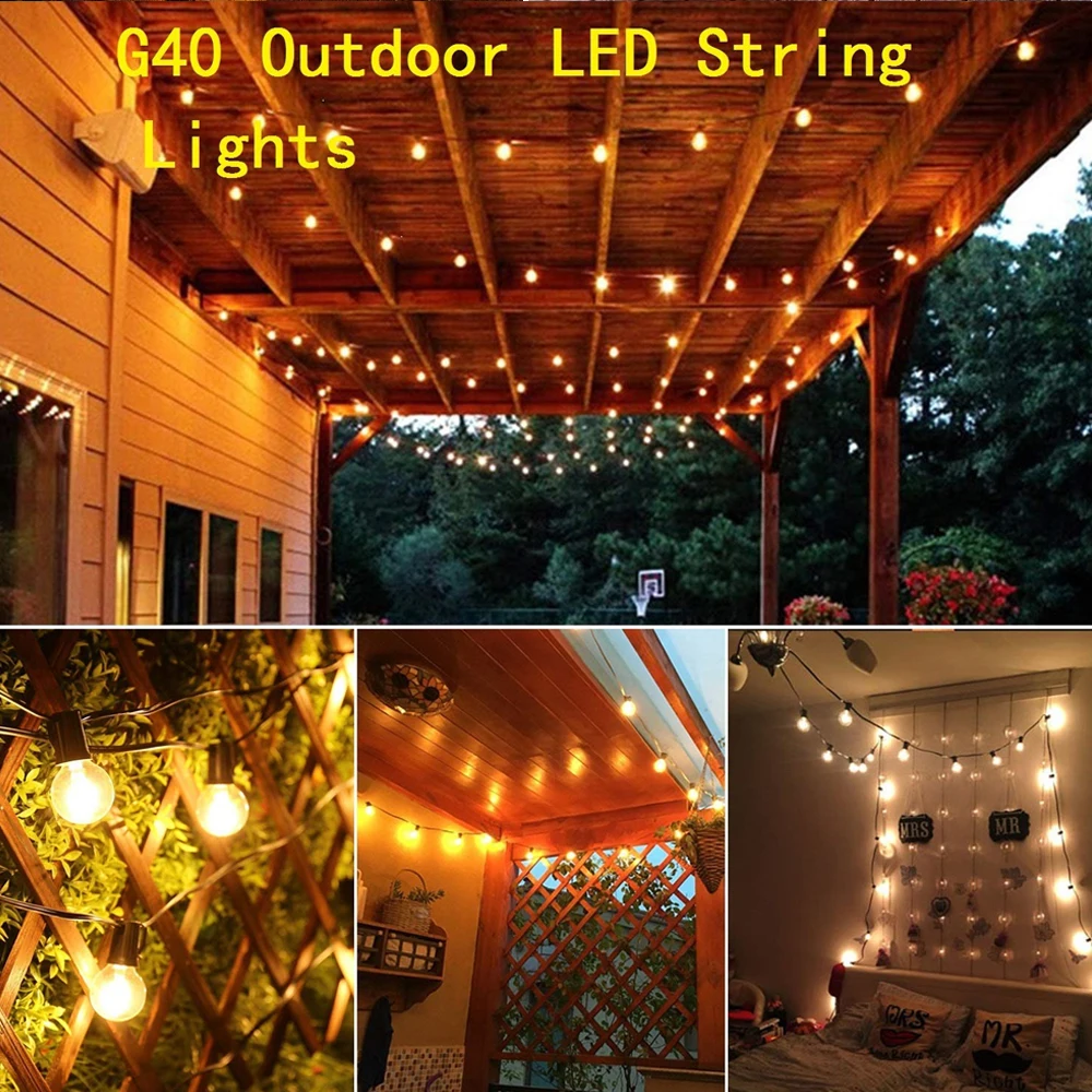 Waterproof 25Ft LED String Lights 25pcs E12 Bulbs Street Garden Indoor Outdoor Decorative String Lighting for Holiday Party