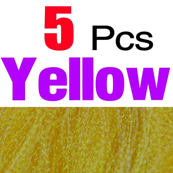 MNFT 5 шт. Flashabou Голографическая мишура для ловли нахлыстом, завязывающаяся кристальная светящаяся струнная приманка с крючками, изготовляющая рыболовный материал, розовый, красный и т. Д - Цвет: 5Pcs Yellow