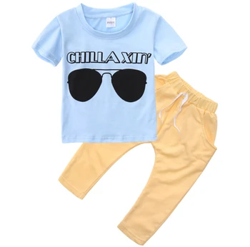 

2017 Hot Summer Toddler Baby Kids Boys Clothes Cotton Short Sleeve O Neck Tops T-shirt + Long Pants Outfits Set 0-5T