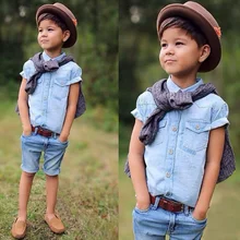Thumbaby Baby Clothing Set Outwear Children 2 Pcs Suit Boys Clothing Set Denim Coat+Pants Baby Set Kids Sport Suit Retail
