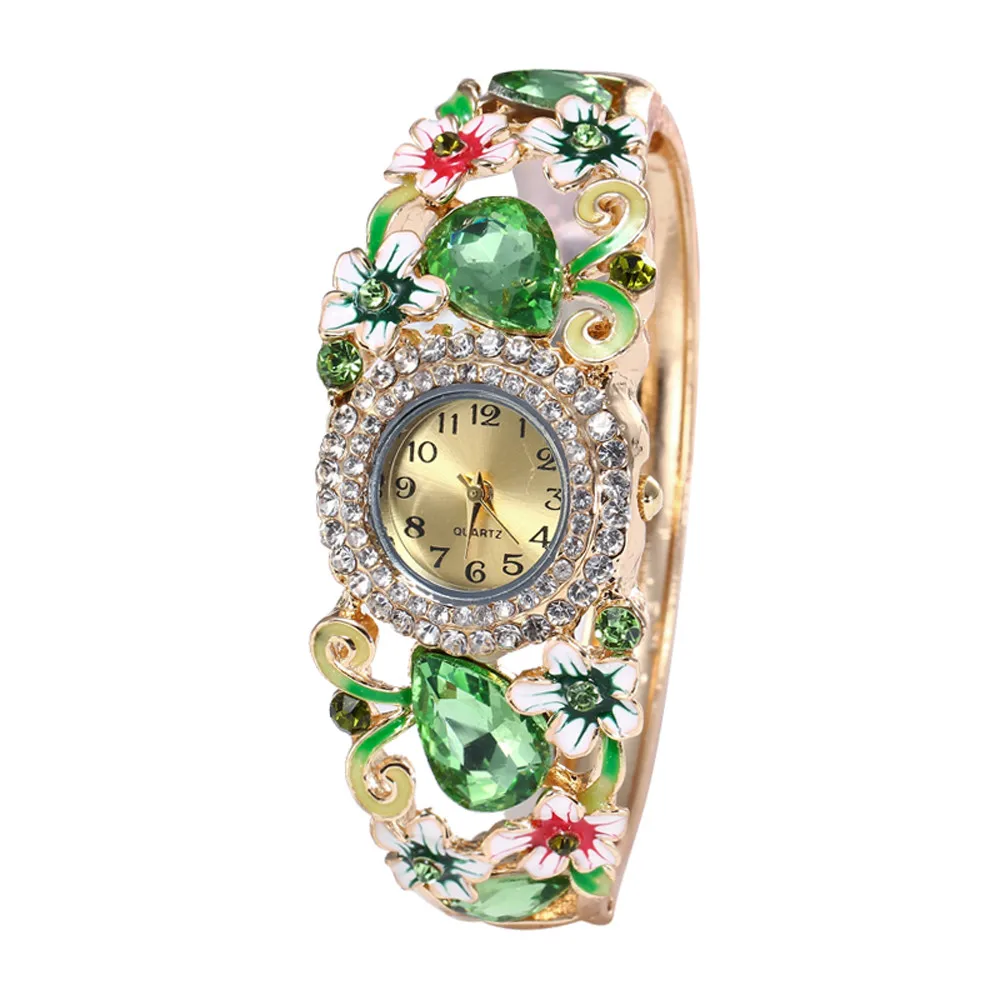 Женские круглые часы с бриллиантовым браслетом, аналоговые кварцевые наручные часы с механизмом, женские часы