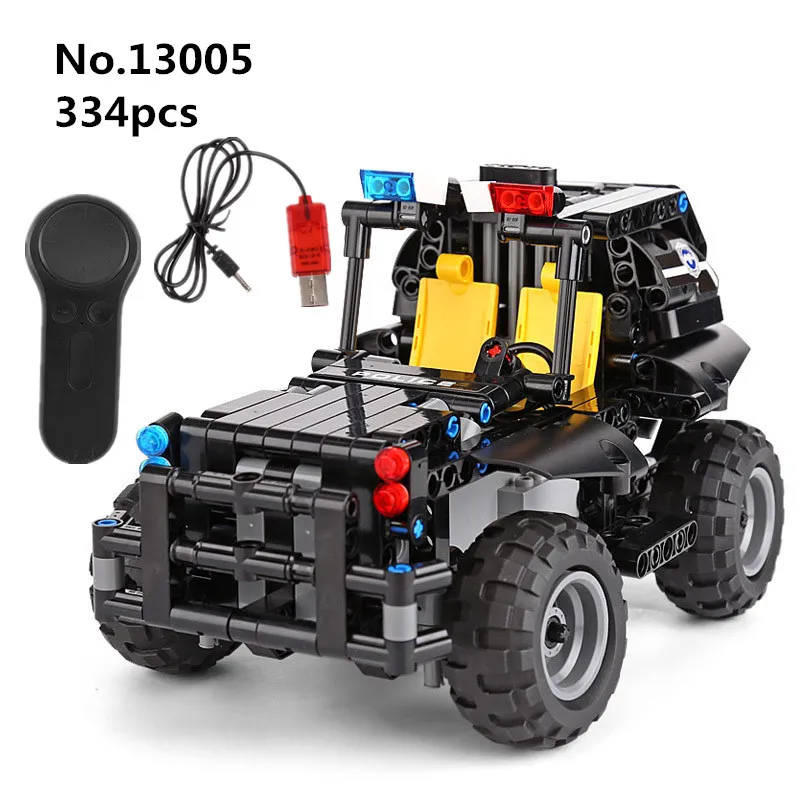 

334pcs Remote Control Technic The RC SWAT Police Armed Patrol Cars Electric USB Building Blocks 13005 Assembly Toys For Adults