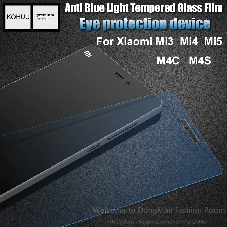 

Anti-Blue Ray Light Tempered Glass Screen Protector Film For Xiaomi M3 M4 M5 5S 5C 4S Redmi 2 3 4 Note 4X Pro 9H 2.5D Ultra Thin