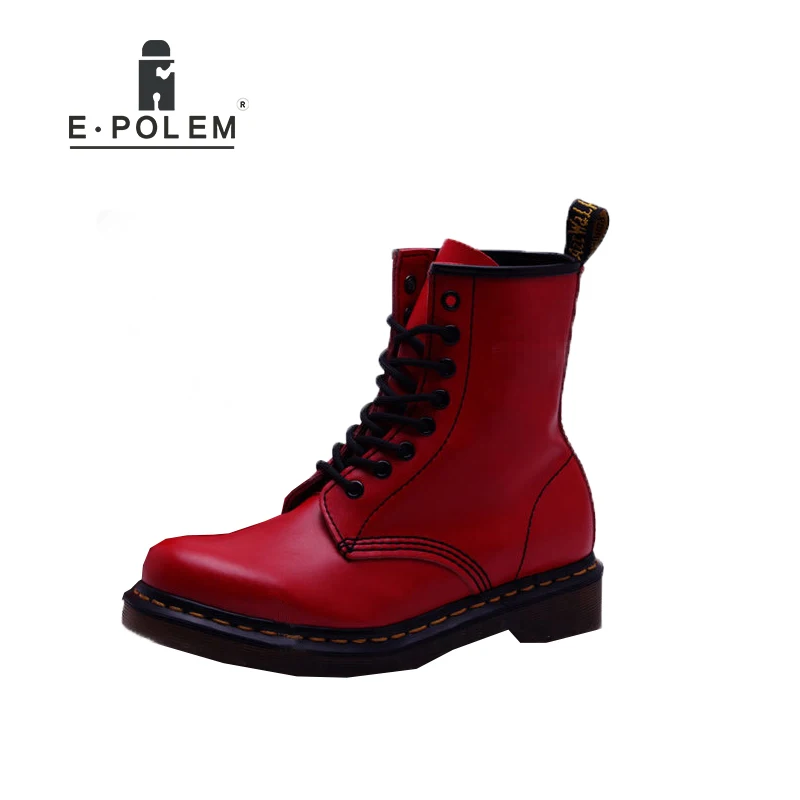 

2018 New England Style Women Genuine Leather Boots Autumn Red Ankle Boots Winter Women Brand Motorcycle Equestrian Boots