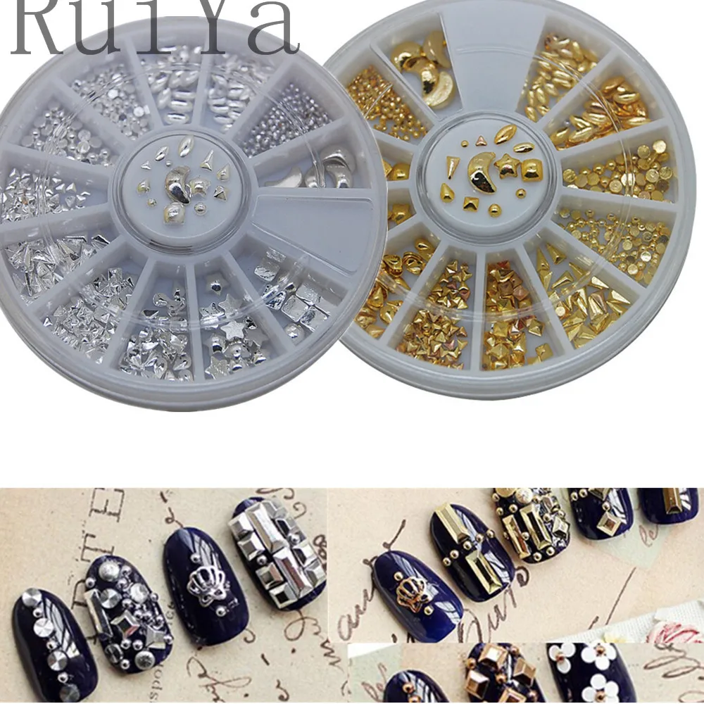 1wheels 3d Nail Art Rhinestones Gold Silver Beads Metallic mini rivet Studs charm nail Jewelry Decorations Tools | Красота и здоровье